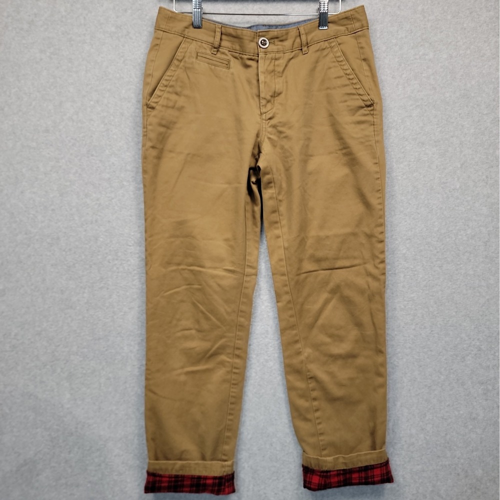Eddie Bauer Pants Womens 6 Brown Legend Wash Boyfriend Relaxed Red Flannel Lined